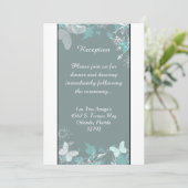 Carte de réception Blue Butterfly Floral Spring 3, (Debout devant)