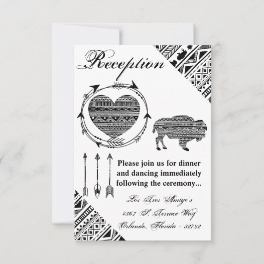Carte de réception Boho Buffalo Tribal Motif B 3,5 (Devant)