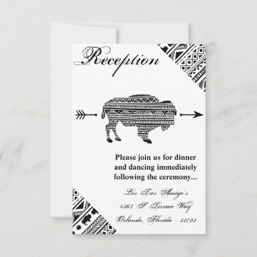 Carte de réception Boho Buffalo Tribal Motif B 3,5 (Devant)