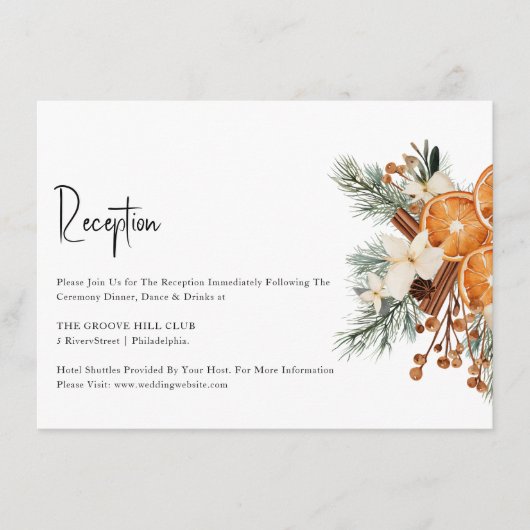 Carte de réception Boho Winter Wedding (Devant)