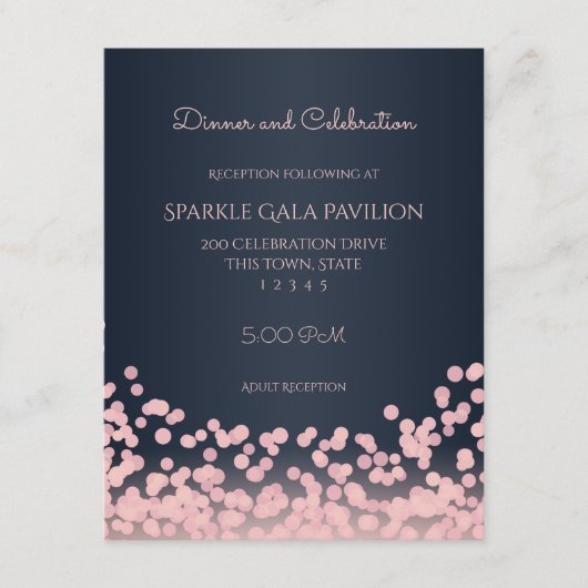 Carte de réception Bokeh Pink et Navy Blue (Devant)