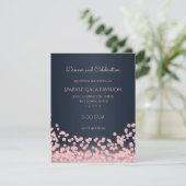 Carte de réception Bokeh Pink et Navy Blue (Debout devant)