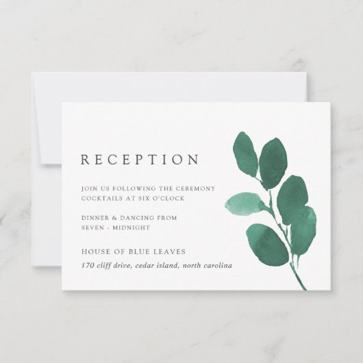 Carte de réception botanique en relief | Emerald (Devant)