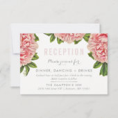 CARTE DE RÉCEPTION chic fleurs rose floral de paeo (Devant)