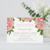 CARTE DE RÉCEPTION chic fleurs rose floral de paeo (Debout devant)