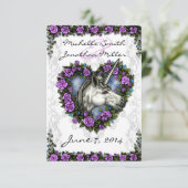 Carte de réception Coeur de Unicorne blanche et Ro (Debout devant)