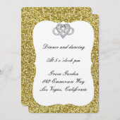 Carte de réception Coeur Gold Parties scintillant (Devant / Derrière)