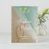 Carte de réception Cœur gravé dans le sable (Debout devant)