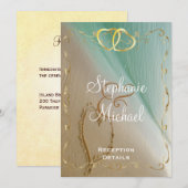 Carte de réception Cœur gravé dans le sable (Devant / Derrière)