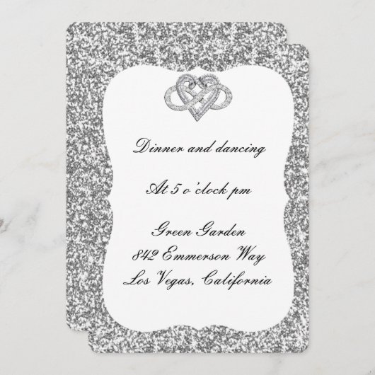 Carte de réception Coeur Infinity Parties scintill (Devant / Derrière)