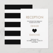 Carte de réception Cœur Noir et Blanc Moderne (Devant / Derrière)