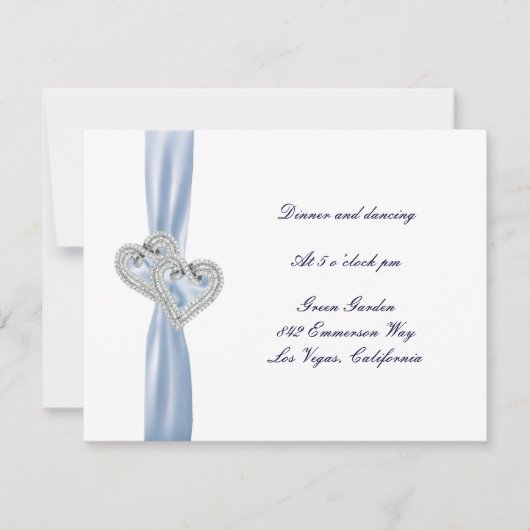 Carte de réception Cœurs de glace bleu personnalis (Devant)