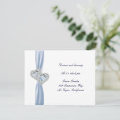 Carte de réception Cœurs de glace bleu personnalis (Debout devant)