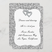 Carte de réception Coeurs Diamants Parties scintil (Devant / Derrière)