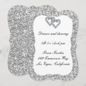 Carte de réception Coeurs Diamants Parties scintil (Devant / Derrière)