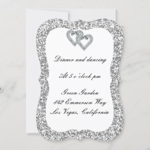 Carte de réception Coeurs Diamants Parties scintil