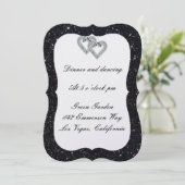 Carte de réception Coeurs Diamants Parties scintil (Debout devant)