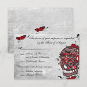 Carte de réception crâne de la Mort aux roses et f (Devant / Derrière)