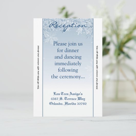 Carte de réception Crystal Snowflakes hiver 3,5 x (Debout devant)