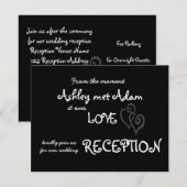 Carte de Réception d'Amour Romantique | Noir (Devant / Derrière)