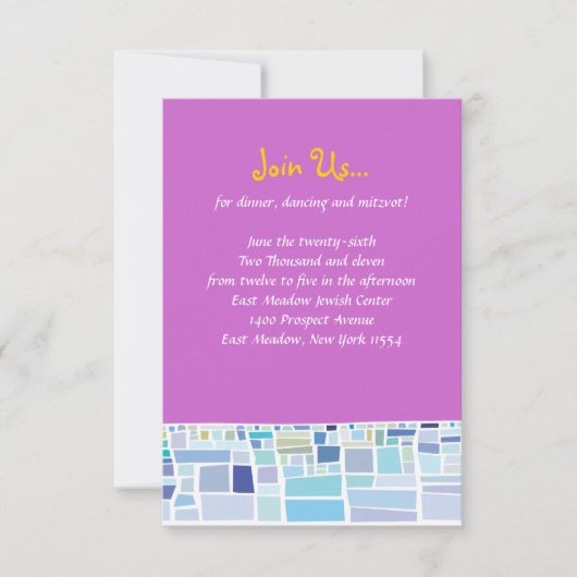 Carte de réception de bat mitzvah de barre de (Devant)
