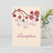 Carte de réception de bocaux de fleurs roses (Debout devant)