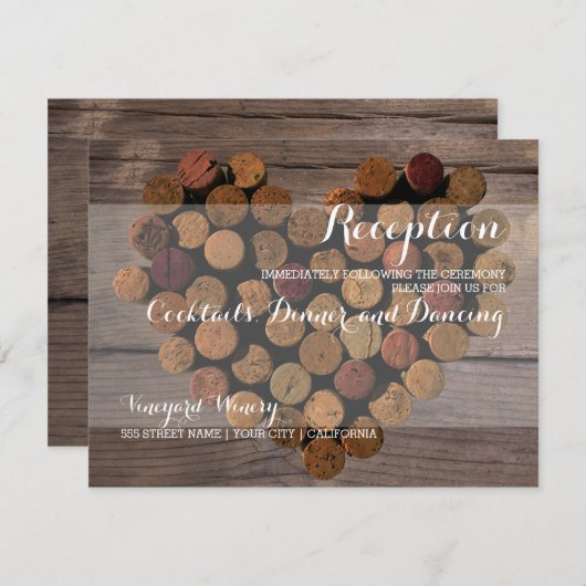 Carte de réception de bouchon de vin rustique (Devant / Derrière)