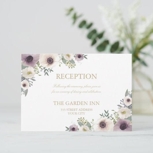 Carte de réception de bouquet d'anémone (Debout devant)