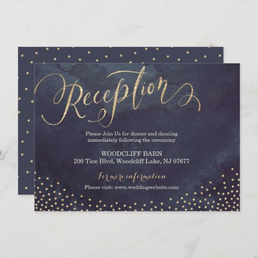 Carte de réception de calligraphie pailletée or nu (Devant / Derrière)