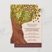 Carte de réception de feuilles de cœur tombant de  (Devant / Derrière)