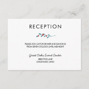 Carte de réception de houx et de mariage d'hiver