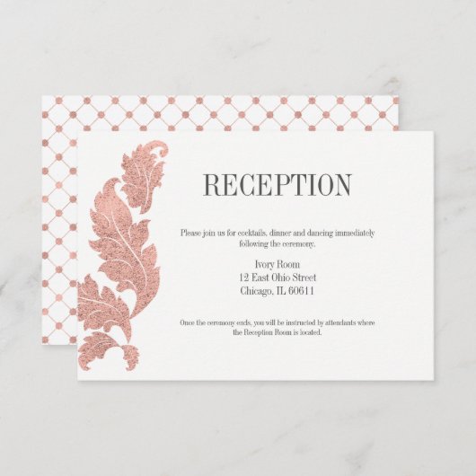Carte de réception de mariage à armoiries en or ro (Devant / Derrière)