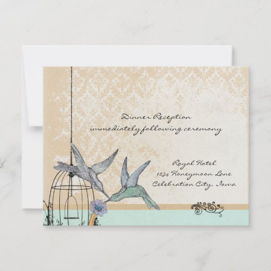 Carte de réception de mariage à cage à oiseaux vin (Devant)