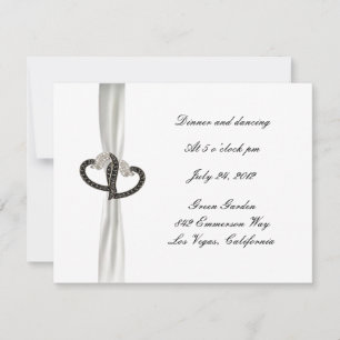 Carte de réception de mariage à coeur diamant noir