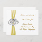Carte de réception de mariage à cœur infini jaune (Devant / Derrière)