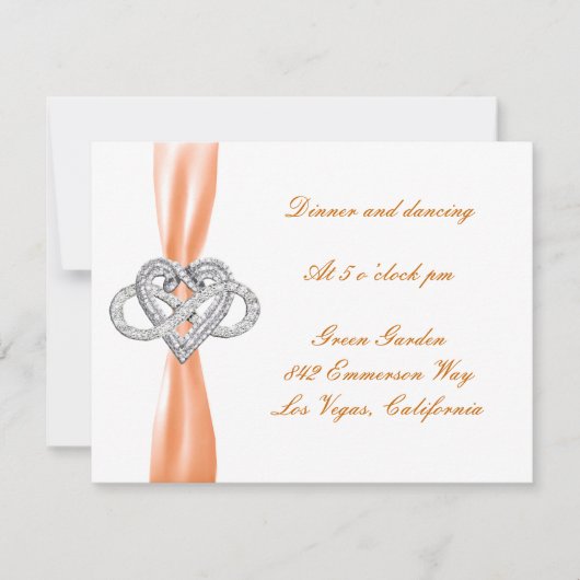 Carte de Réception de Mariage à Cœur Infini Orange (Devant)