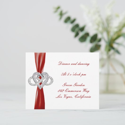Carte de réception de mariage à cœur infini rouge (Debout devant)