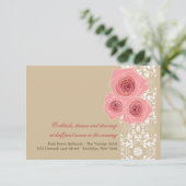 Carte de réception de mariage à dentelle damassée  (Debout devant)