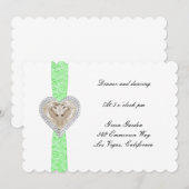Carte de réception de mariage à dentelle verte lic (Devant / Derrière)