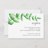 Carte de réception de mariage à feuillage aquarell (Devant)