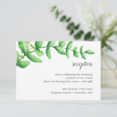 Carte de réception de mariage à feuillage aquarell (Debout devant)