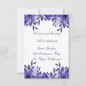 Carte de réception de mariage à fleurs de bleu pou (Devant)