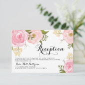 Carte de réception de mariage à fleurs roses vinta (Debout devant)