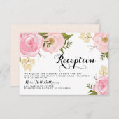 Carte de réception de mariage à fleurs roses vinta (Devant / Derrière)