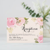 Carte de réception de mariage à fleurs roses vinta (Debout devant)