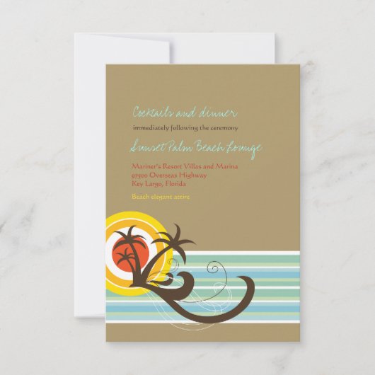 Carte de réception de mariage à la plage pour les (Devant)