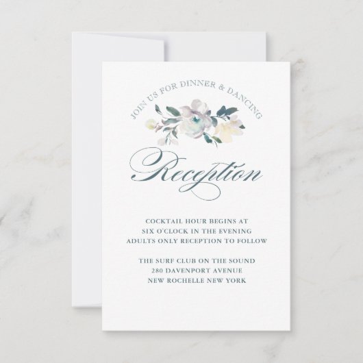 Carte de réception de mariage à l'aquarelle Blooms (Devant)
