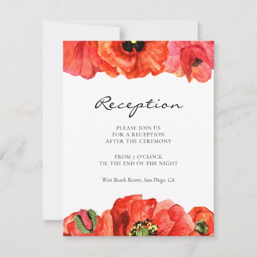 Carte de réception de mariage à l'aquarelle coquel (Devant)