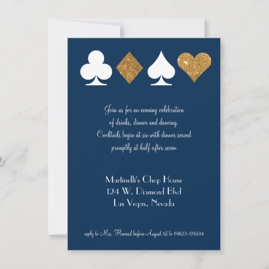Carte de réception de mariage à Las Vegas avec or (Devant)