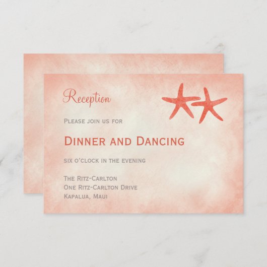 Carte de réception de mariage à l'étoile de mer aq (Devant / Derrière)